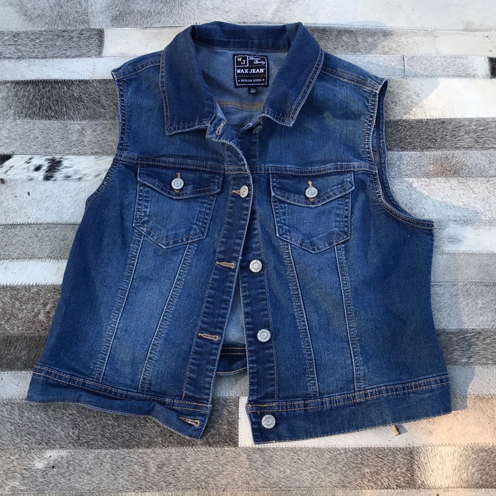 Wax Jean premium denim jean vest Sz 2X